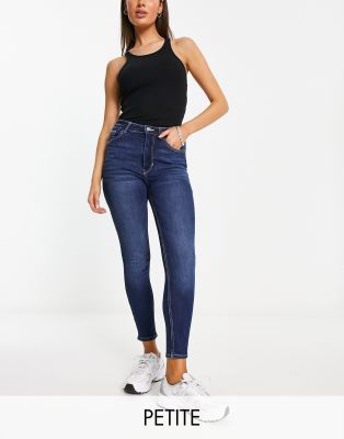 Pimkie Petite - Skinny-Jeans in Mittelblau mit hohem Bund-Black