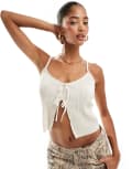 [Pimkie] Pimkie plisse tie front cami top in white-Black L WHITE