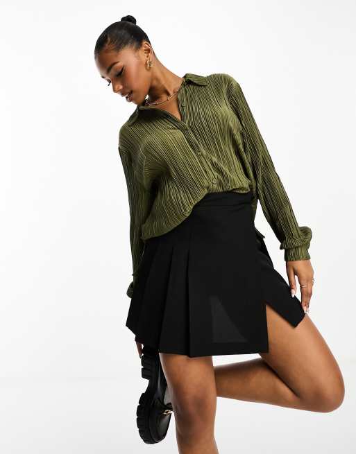 Pimkie – Plissee-Hemdbluse in Khaki