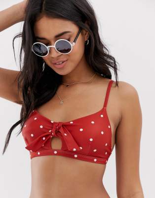 red polka dot bikini top