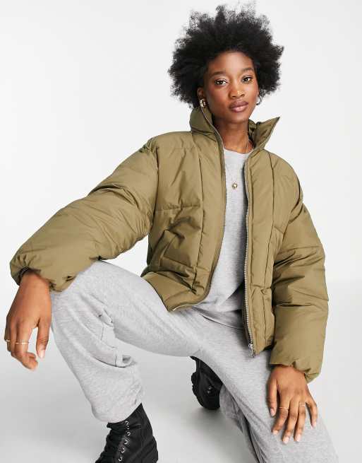 Pimkie polyester puffer jacket in dark khaki - KHAKI | ASOS