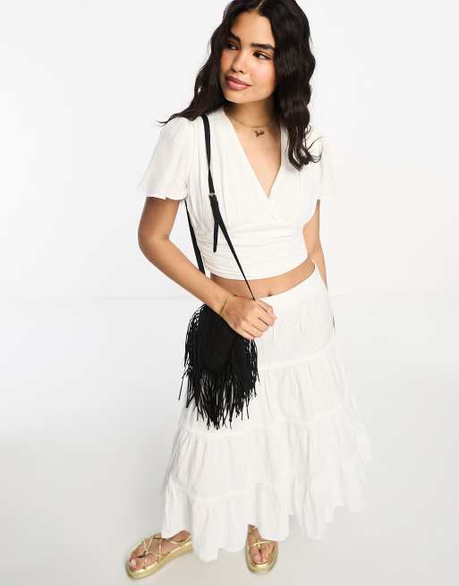 Pimkie puff sleeve cropped blouse in white