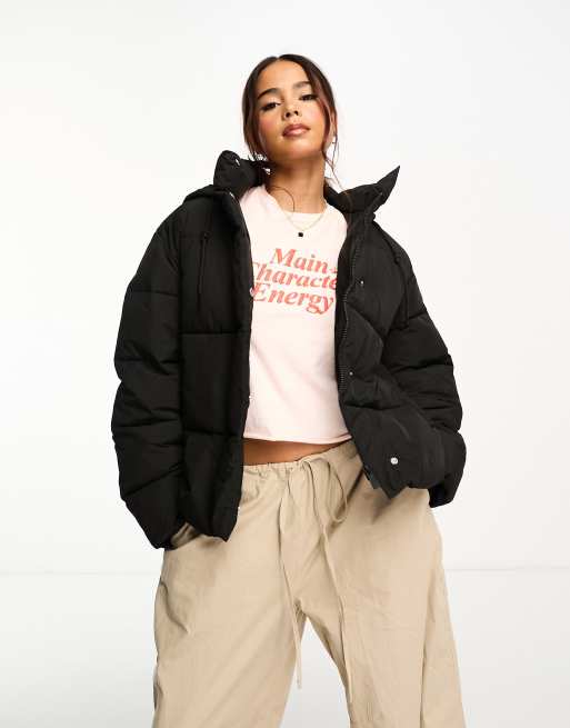 Pimkie puffer coat in black ASOS