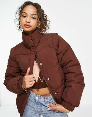 Pimkie puffer jacket in chocolate