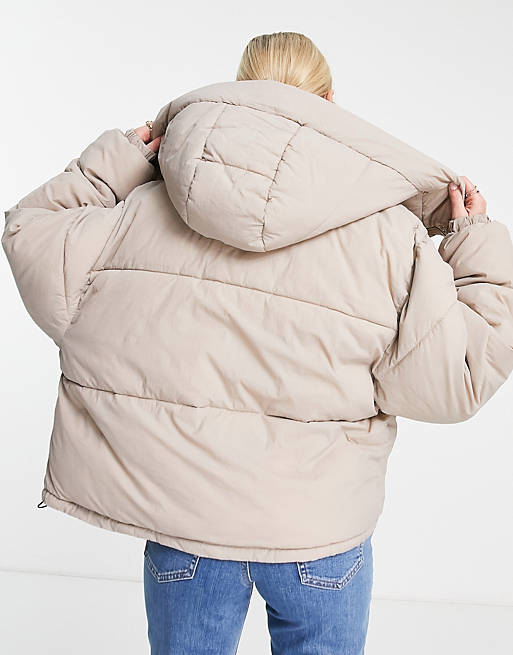 Coats & Jackets Pimkie puffer jacket with oversized pockets in mushroom 