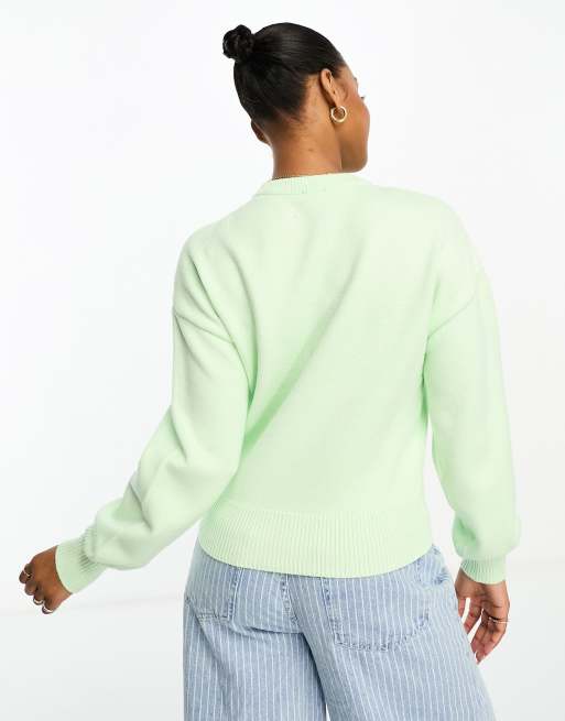 Pimkie Pull col rond coupe carr e Vert p le ASOS