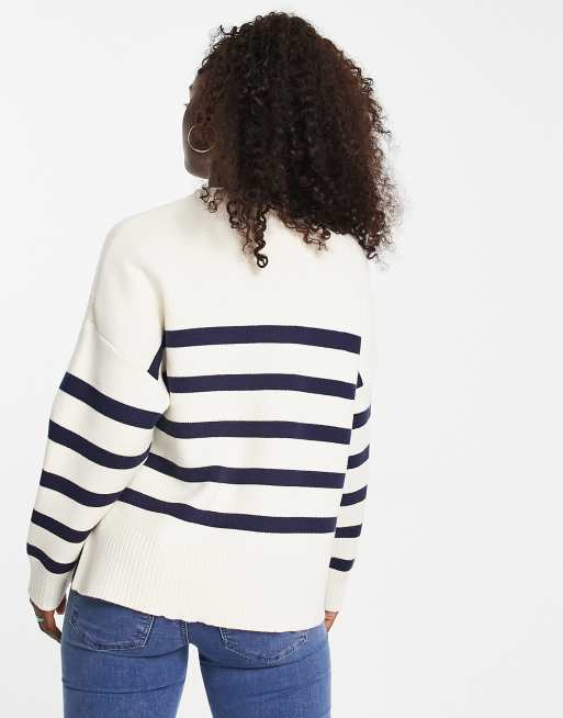 Pimkie - Pull oversize en maille rayée - Bleu marine/écru, 2 de 4