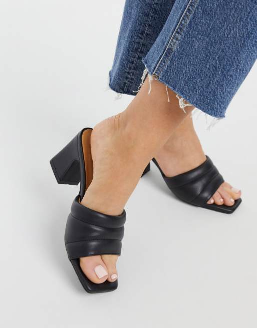 Black quilted online mules