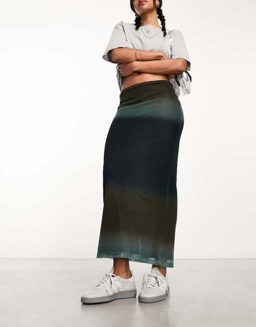 Pimkie - Rechte maxi-rok van mesh in blauw met kleurverloop