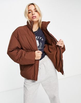 Pimkie polyester puffer jacket in chocolate brown - BROWN