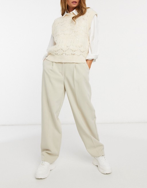 Pimkie relaxed tailored trousers in beige