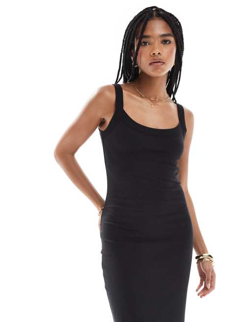 calvin klein strappy ribbed midi dress Viscose Rib Midi Dress