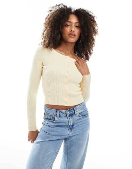 Pimkie ribbed knit cardigan in butter yellow, 3 of 4