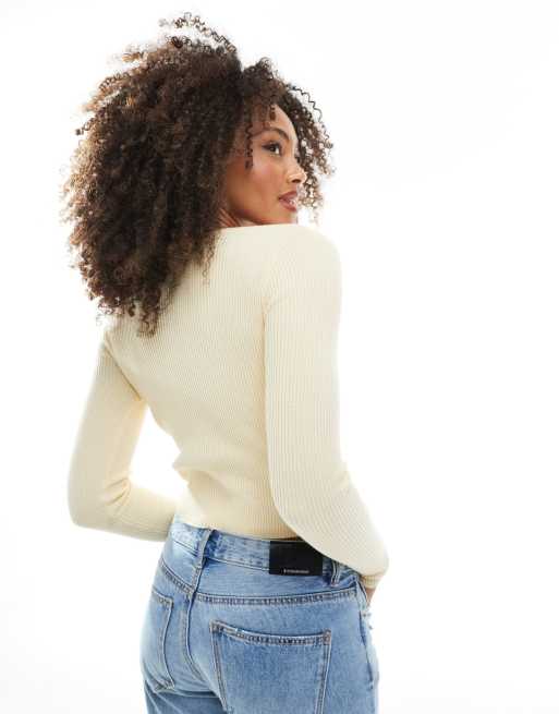 Pimkie ribbed knit cardigan in butter yellow, 4 of 4