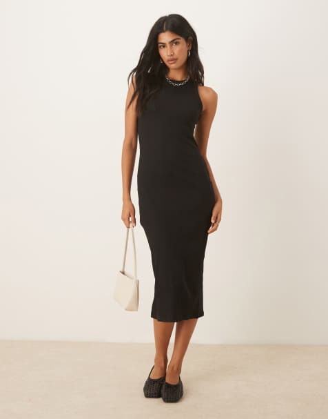 Pimkie ribbed racerneck midaxi dress in black - view 1