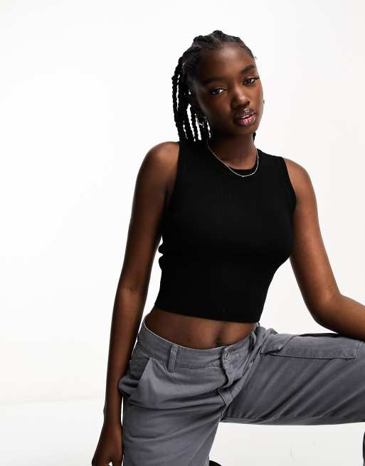Pimkie ribbed singlet top in black