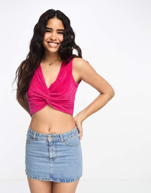Pimkie - Ærmeløs pink top med snoet front