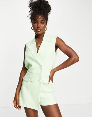 Pimkie sleeveless mini blazer dress in mint green - ASOS Price Checker