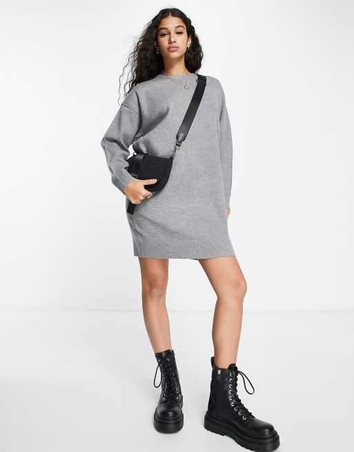 Pimkie Robe courte en maille manches longues Anthracite ASOS