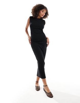 Pimkie - Robe longue moulante sans manches à taille froncée - Noir