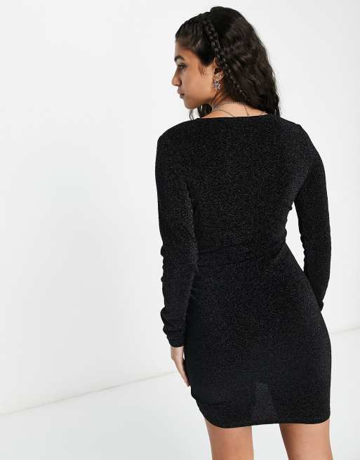 Pimkie Robe mi-longue en velours à manches longues et détail