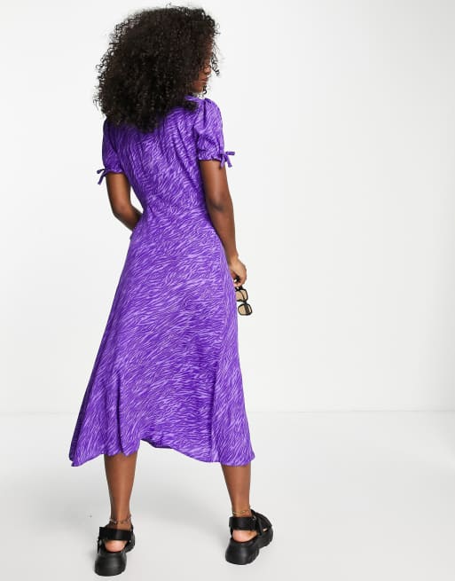 Pimkie Robe portefeuille mi longue manches courtes et z brures Violet