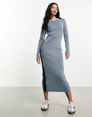 Pimkie knitted rib midaxi jumper dress in blue - ASOS Price Checker