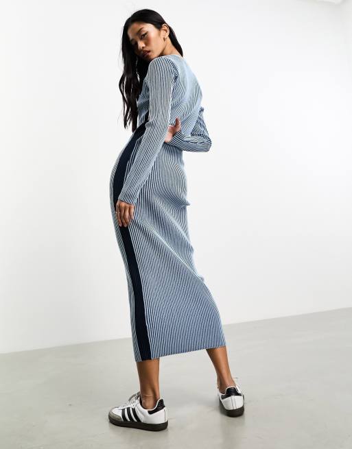 Pimkie Robe pull en maille c tel e longueur mollet Bleu