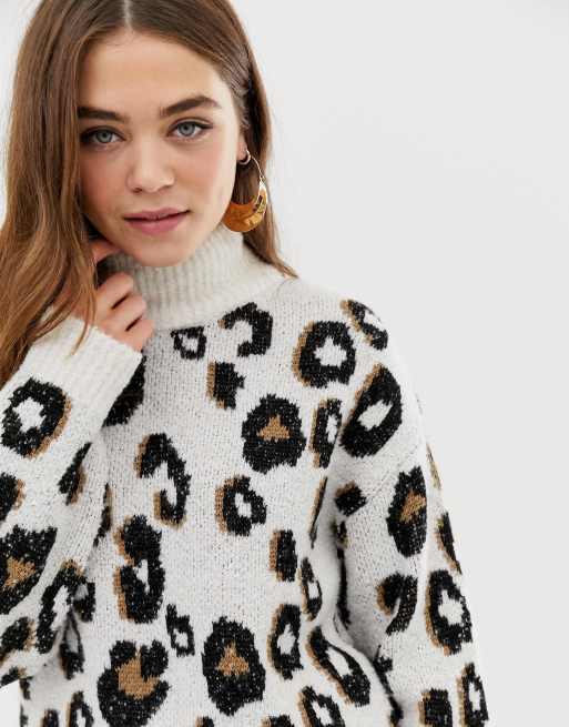 Leopard print turtleneck on sale jumper