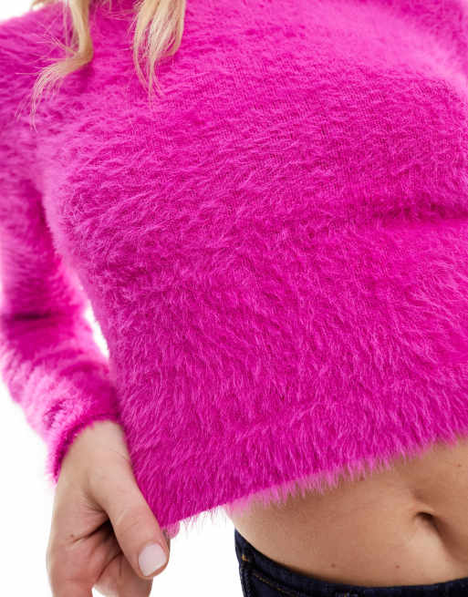 Pimkie – Rosa fluffig tröja med hög krage, 4 av 4