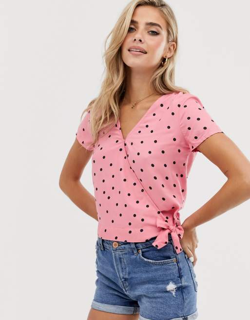 Pimkie – Rosa prickig omlottopp