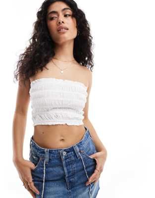 Pimkie Pimkie ruched bandeau top in white