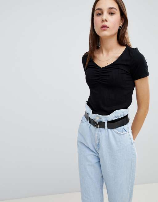 Ruched front cheap t shirt