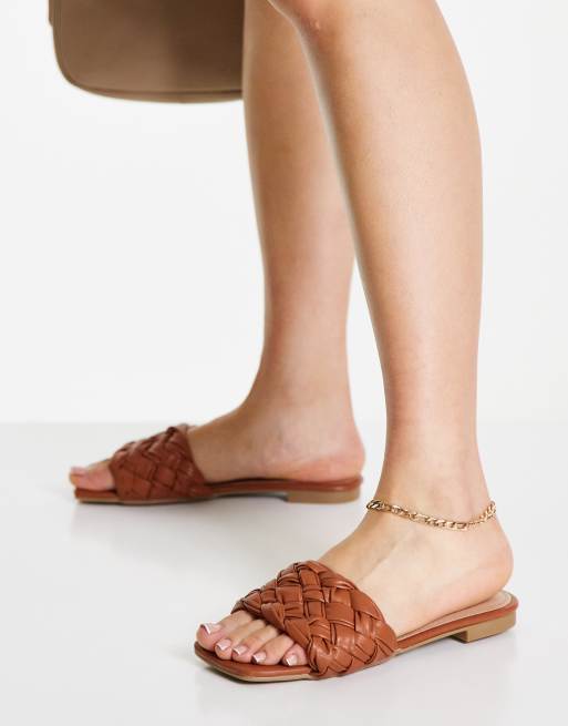 Pimkie – Sandalen in Braun mit gewebtem Detail
