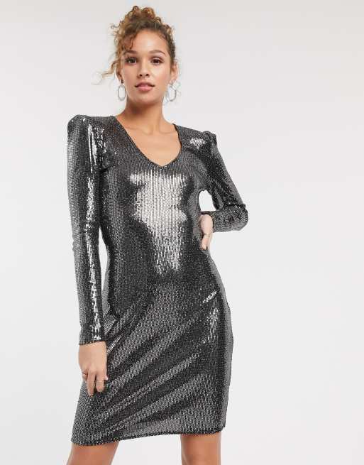 Pimkie sequin midi dress in sliver | ASOS