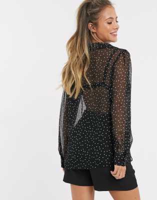 sheer polka dot shirt