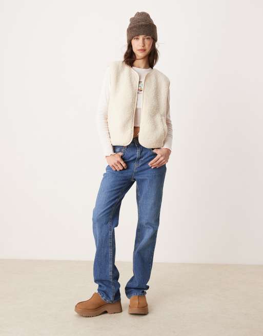 Sherpa Veste Pimkie Femme Pimkie Sherpa Zip Through Gilet In Ecru ASOS