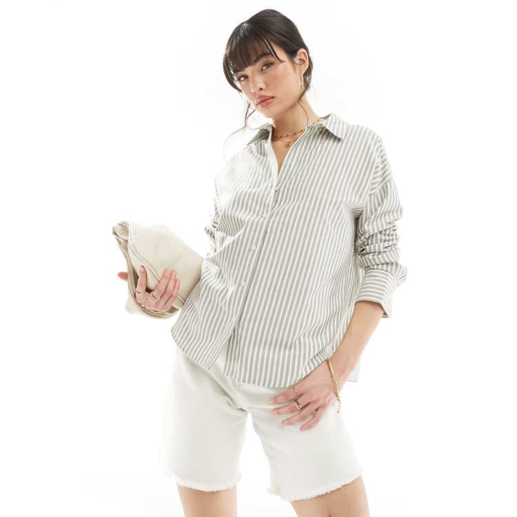 Pimkie shirt in white and grey stripe