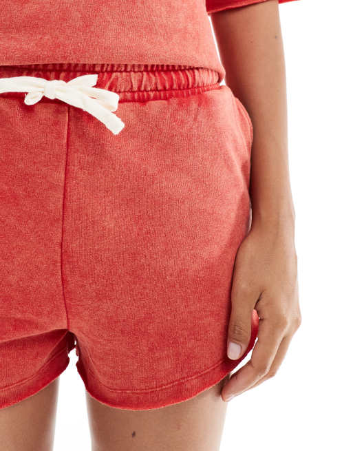 Pimkie - Short molletonné d'ensemble à cordon de serrage - Rouge délavé, 4 de 5
