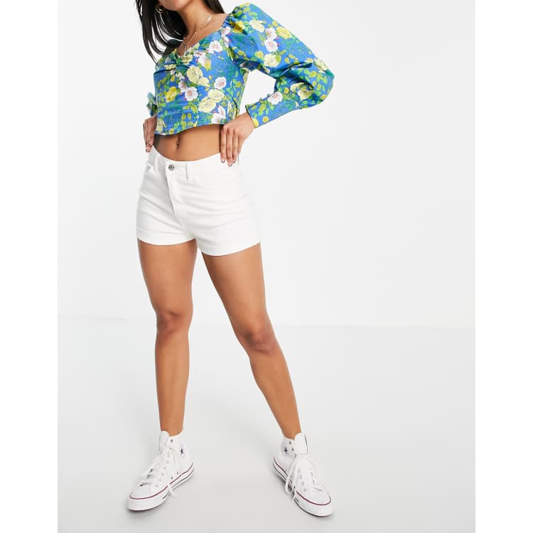 Pimkie Short taille haute revers Blanc ASOS