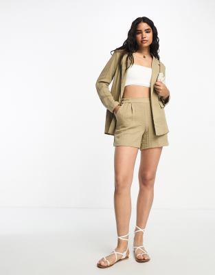 Pimkie - Shorts aus gehämmertem Satin in Kamelbraun, Kombiteil-Neutral