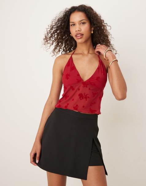 Pimkie side split mini skirt in black