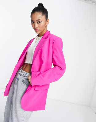 Pimkie single breast straight fit blazer in pink