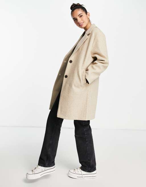 Pimkie single breasted tailored coat in beige