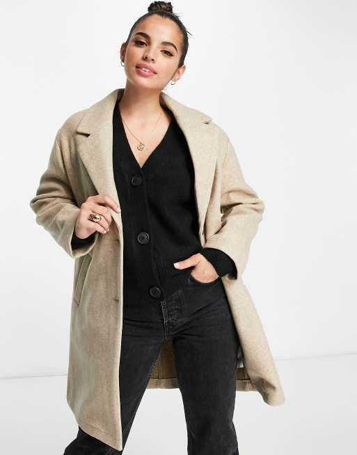 Pimkie single breasted tailored coat in beige