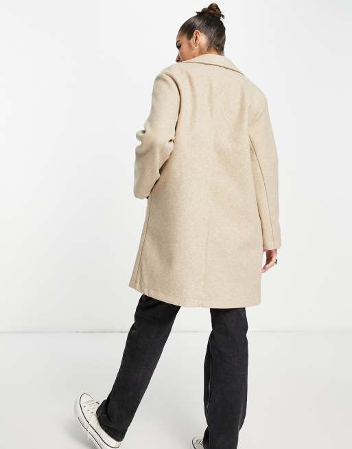 Pimkie single breasted tailored coat in beige