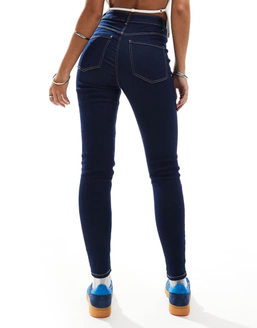 Pimkie skinny high waisted jeans in indigo ASOS