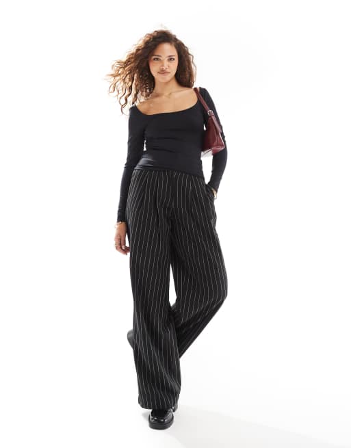 Pimkie slinky long sleeve wide scoop neck top in black, 4 of 4