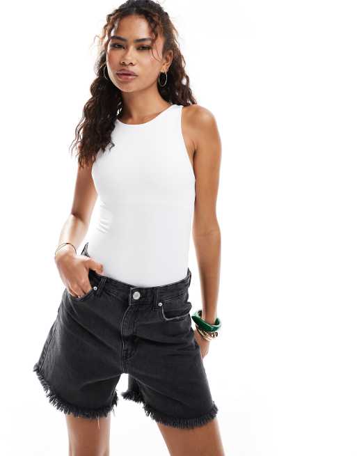 Pimkie slinky racerneck body in white