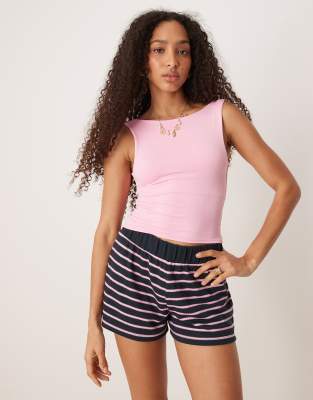 Pimkie slinky straight neck open back top in pink - view 1